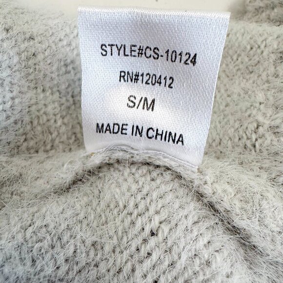 HELLO HEART GREY BALLOON SLEEVE FURRY SWEATER SIZE SMALL - Picture 2 of 9